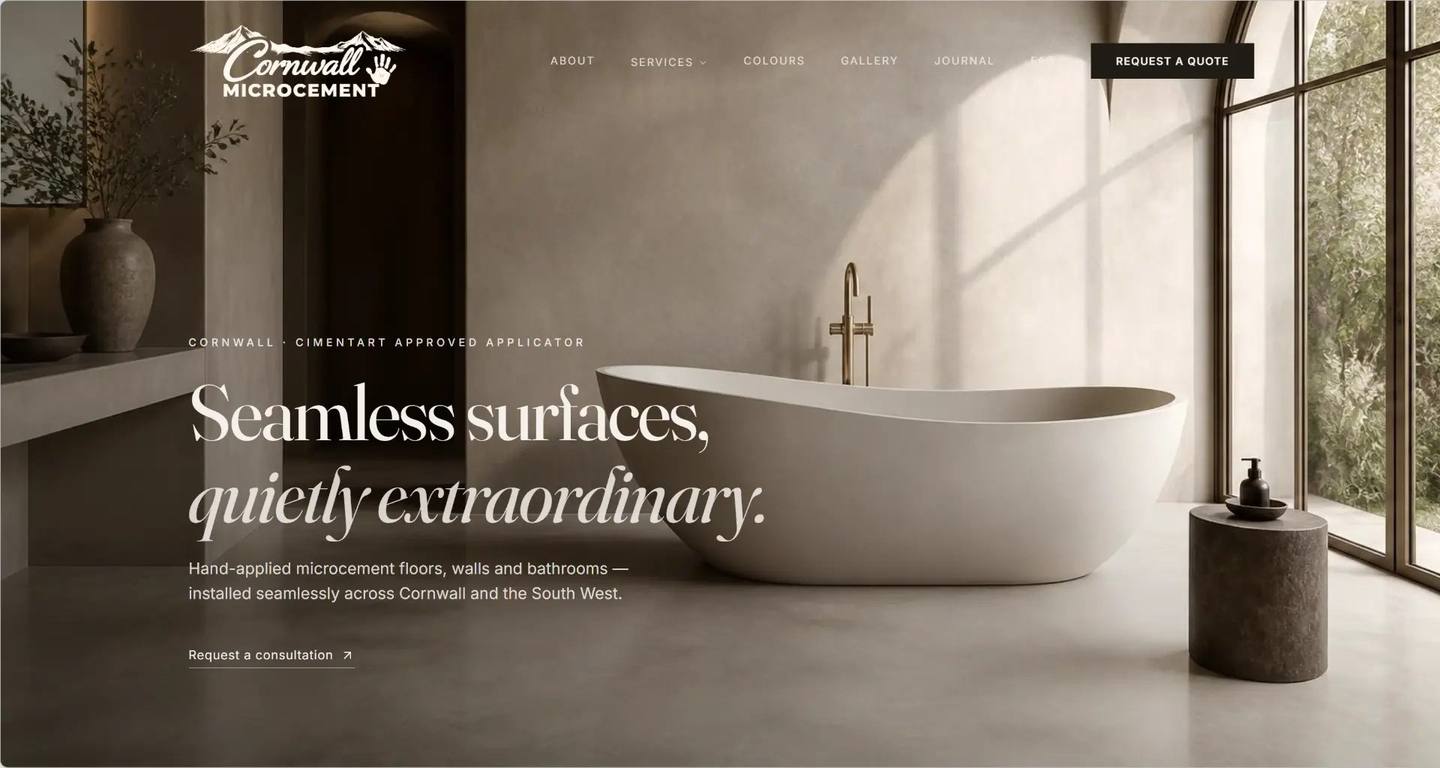 Cornwall Microcement website homepage