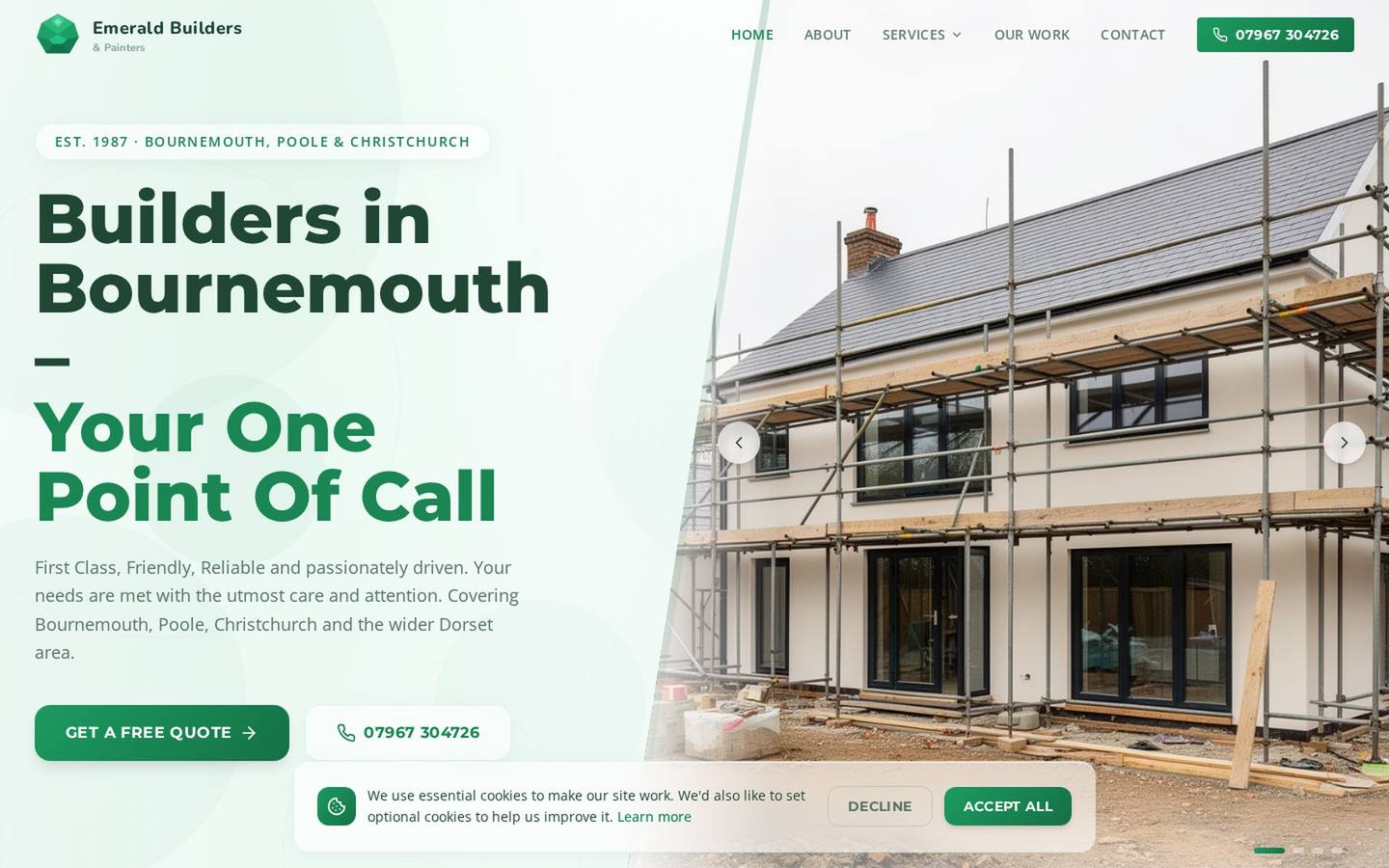 Emerald Builders & Painters website homepage